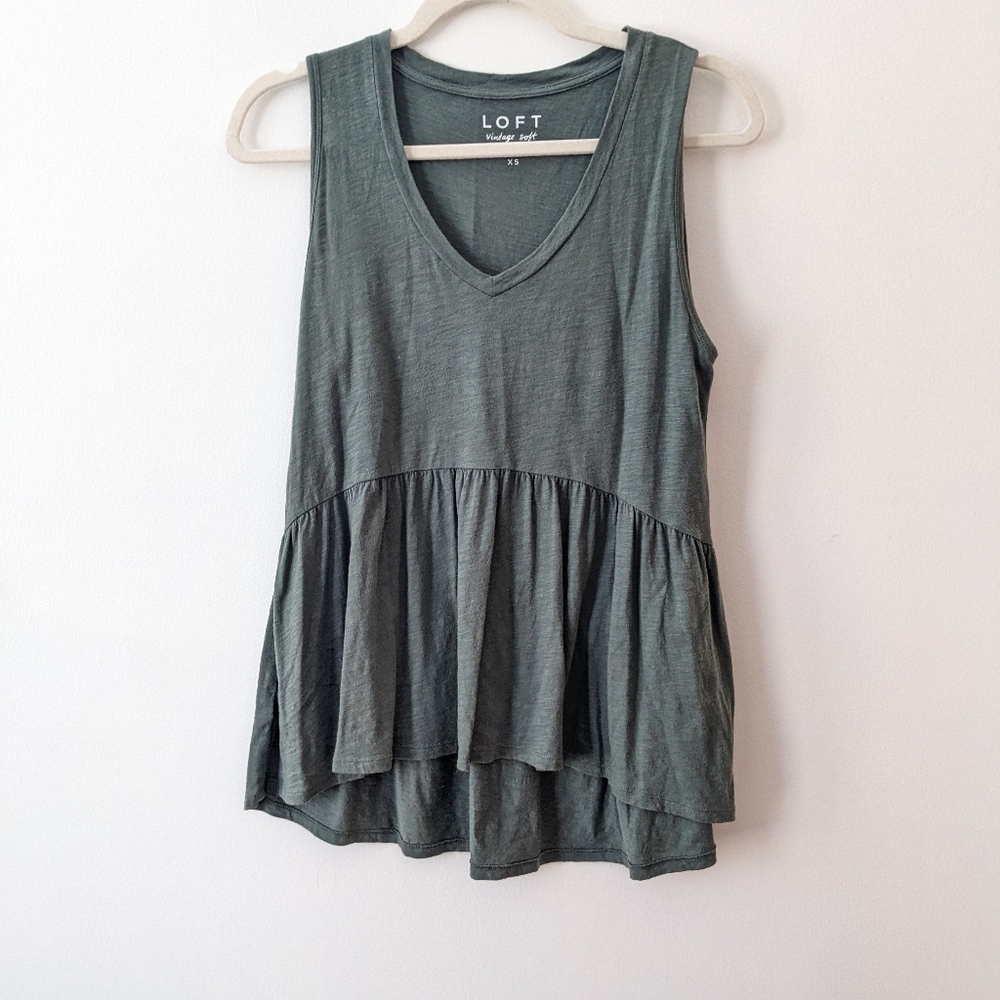 Loft Flowy Peplum Sleeveless Top